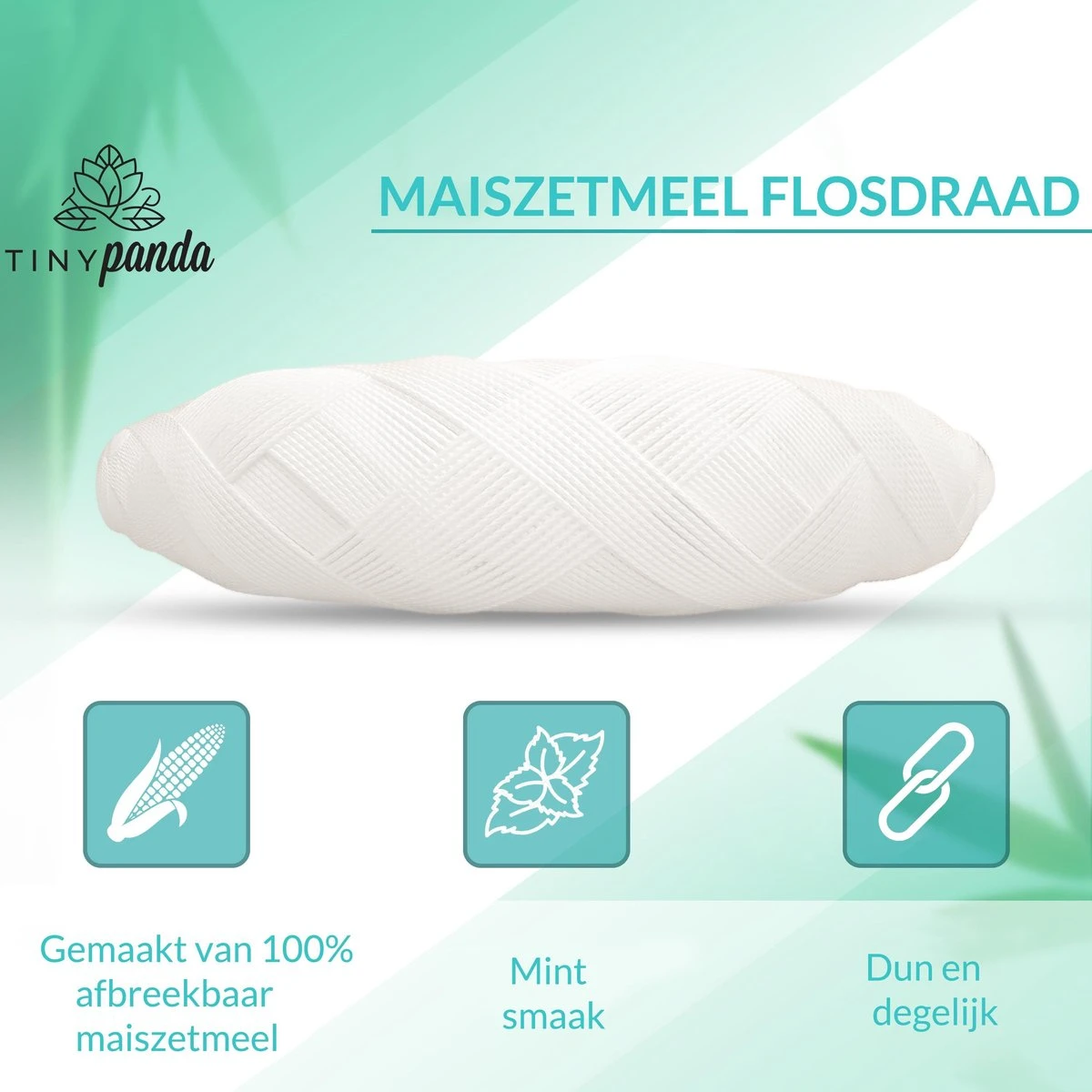 Fil De Soie écologique - 1 Fil De Charbon De Bambou Et 1 Fil Recharge D'amidon De Maïs 100% Végétalien Et Biodégradable - Saveur De Menthe - Avec Bocal En Verre Rechargeable - Tiny Panda 5 Fil De Soie écologique - 1 Fil De Charbon De Bambou Et 1 Fil Recharge D'amidon De Maïs 100% Végétalien Et Biodégradable - Saveur De Menthe - Avec Bocal En Verre Rechargeable - Tiny Panda – Image 5