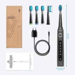 Brosse à Dents électrique LifeGoods - Rechargeable Par USB - 4 Têtes De Brosse - Zwart -Dentaires Appareils Magasin 1200x1200 72