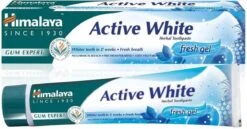 Himalaya Herbals Active White Dentifrice Fresh Gel - Dentifrice Aux Herbes - Gencives Saines Et Dents Plus Blanches - Végétarien - Dentifrice Sans Fluorure Ni Parabènes - 75 Ml