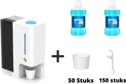 Distributeur De Bain De Bouche -bouche - Porte-soie Dentaire - Bain De Bouche -bouche + Soie Dentaire + Gobelets - Distributeur Rechargeable - Pratique Pour La Salle De Bain / La Cuisine -Dentaires Appareils Magasin 1200x806