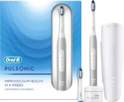 Oral B Oral-B Pulsonic 80322389 Brosse à Dents électrique Adulte Brosse à Dents à Ultrasons Platine, Blanc -Dentaires Appareils Magasin 1200x986