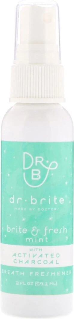 Dr. Brite Natural Mouth Spray Fresh Mint Contre La Mauvaise Haleine Et La Bouche Sèche. Avec Du Carbone (charbon De Bois) Blanchit Les Dents Et Renforce Les Gencives.