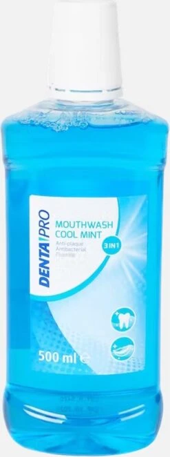 Bain De Bouche De Bouche Cool Mint 3 En 1 Anti-plaque, Antibactérien, Fluoré - Bain De Bouche - 500 Ml DentaPro
