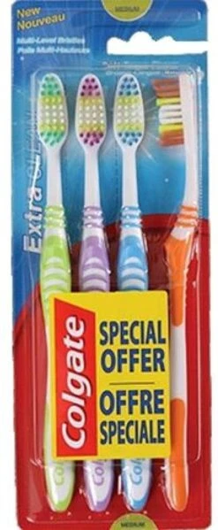 Colgate® Paquet De 4 Colgate Extra Clean | Brosses à Dents | Brosses à Dents De Voyage | Brosse à Dents Colorée | Brosses à Brosses à Dents Bon Marché |Colgate |