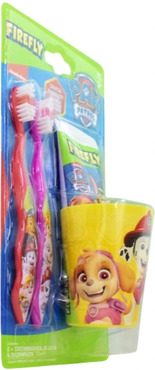 Set Brosse à Dents Kinder Paw Patrol - Rouge/Rose/Jaune - Enfants - 2 Brosses à Dents à Dents - Gobelet - Dentifrice 2 Set Brosse à Dents Kinder Paw Patrol - Rouge/Rose/Jaune - Enfants - 2 Brosses à Dents à Dents - Gobelet - Dentifrice – Image 2
