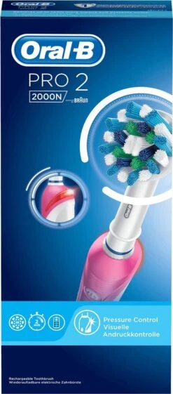 Oral B Oral-B PRO 2 2000 CrossAction Adulte Brosse à Dents Rotative Oscillante Rose, Blanc -Dentaires Appareils Magasin 528x1200