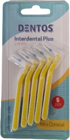 Brosses à Dents Cure-dents ''Interdentaire Plus'' - Wit / Jaune - Plastique - Taille Régulière - 2 - 4 Mm - 6 Pics - Cure Dent - Hygiène Bucco-Dentaire