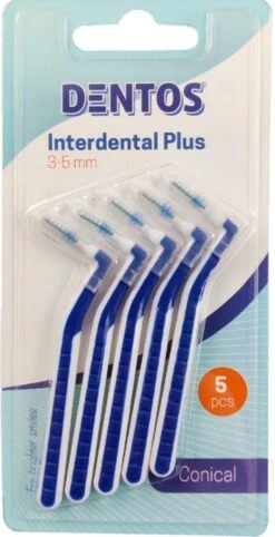 Brosses à Dents / Cure- Cure-dents ''Interdentaires Plus'' - Wit / Blauw - Plastique - 3 - 5 Mm - 5 Bâtonnets - Cure-dents - Hygiène Bucco-dentaire