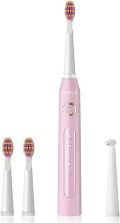 Brosse à Dents électrique Fairywill FW507 - Technologie Sonique - 3 Modes Personnalisés - Avec 3 Têtes De Brosse - Rose