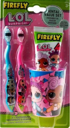 Set Brosse à Dents Kinder LOL Surprise - Rose / Violet / Blauw - Enfants - 2 Brosses à Dents à Dents - Gobelet - Dentifrice