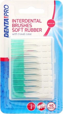 Brosses à Dents Cure-dents Régulier - Wit /Vert - Plastique - Taille Régulière - 40 Pics - Cure-dents - Hygiène Bucco-dentaire