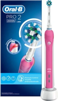 Oral B Oral-B PRO 2 2000 CrossAction Adulte Brosse à Dents Rotative Oscillante Rose, Blanc -Dentaires Appareils Magasin 695x1200
