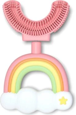 Medies - Brosse à Dents Enfant 360° En U Arc-en-Ciel Rose | Brosse à Dents Pour Bébé | Brosse à Dents Pour Enfants | Brosse à Dents Pour Tout-petits | Forme En U - Silicone - Sans Bpa - 2 à 7 Ans
