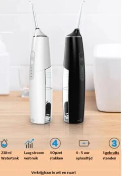 Hydropulseur Vital MR Rechargeable USB Waterpik Puissant - Sans Fil - Sans Danger Pour La Douche - Wit- 4 Accessoires - Nettoyage / Massage / Bretelles / Poches à Gencives -Dentaires Appareils Magasin 828x1200