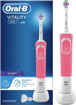 Oral B Oral-B Vitality 100 Hangable Box Adulte Brosse à Dents Rotative Oscillante Blanc, Rose -Dentaires Appareils Magasin 869x1200 1