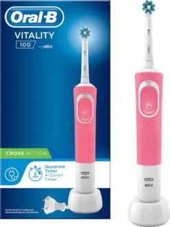 Oral B Oral-B Vitality 100 Hangable Box Adulte Brosse à Dents Rotative Oscillante Blanc, Rose -Dentaires Appareils Magasin 898x1200