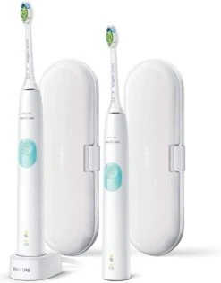 Brosse à Dents électrique Philips Sonicare ProtectiveClean 4300 Duo - Des Gencives Plus Saines - Capteur De Pression Intégré -1 Mode De Brossage - Remplacement Du Signal De La Tête De Brosse - HX6807/35