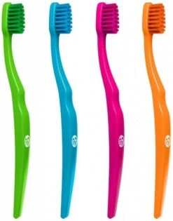 Brosse à Dents écologique Pour Enfants Briobrush - 4 Pièces - Violet, Orange, Bleu Et Vert