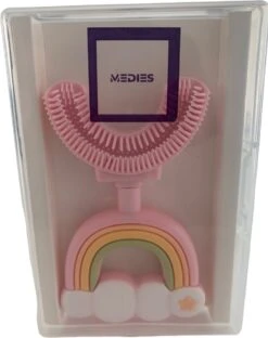 Medies - Brosse à Dents Enfant 360° En U Arc-en-Ciel Rose | Brosse à Dents Pour Bébé | Brosse à Dents Pour Enfants | Brosse à Dents Pour Tout-petits | Forme En U - Silicone - Sans Bpa - 2 à 7 Ans -Dentaires Appareils Magasin 950x1200