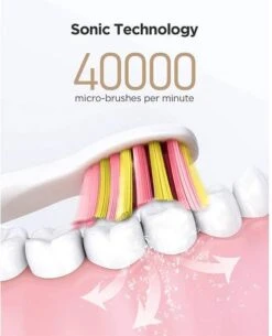 Brosse à Dents électrique Fairywill FW507 - Technologie Sonique - 3 Modes Personnalisés - Avec 3 Têtes De Brosse - Rose -Dentaires Appareils Magasin 972x1200