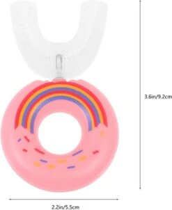 360 Degrés - Brosse à Dents Pour Bébé En Forme De U - Design Beignet Rose - Brosse à Dents 2 En 1 - Silicone Souple - Brosse à Dents Pour Enfants - Garçon/Fille -Dentaires Appareils Magasin 981x1200